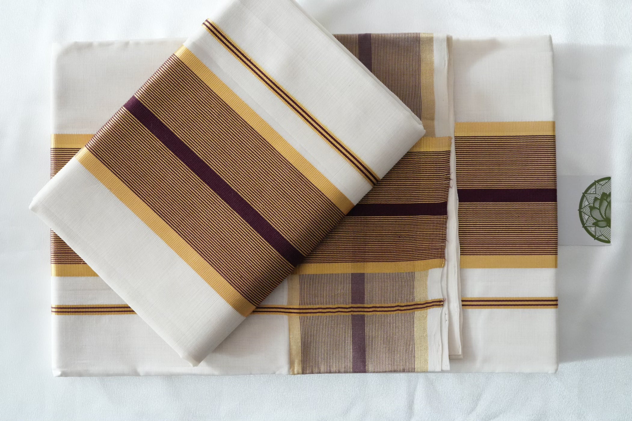 Balaramapuram Handloom Pure Unakkapavu Cotton Contemporary Kerala Single Set Mundu in Deep Maroon and Gold