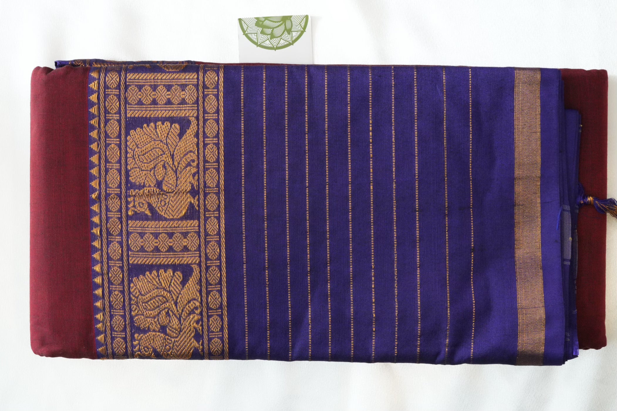 Earthy Terracotta Narayanpeth Cotton Saree with Traditional Rudraksha Border