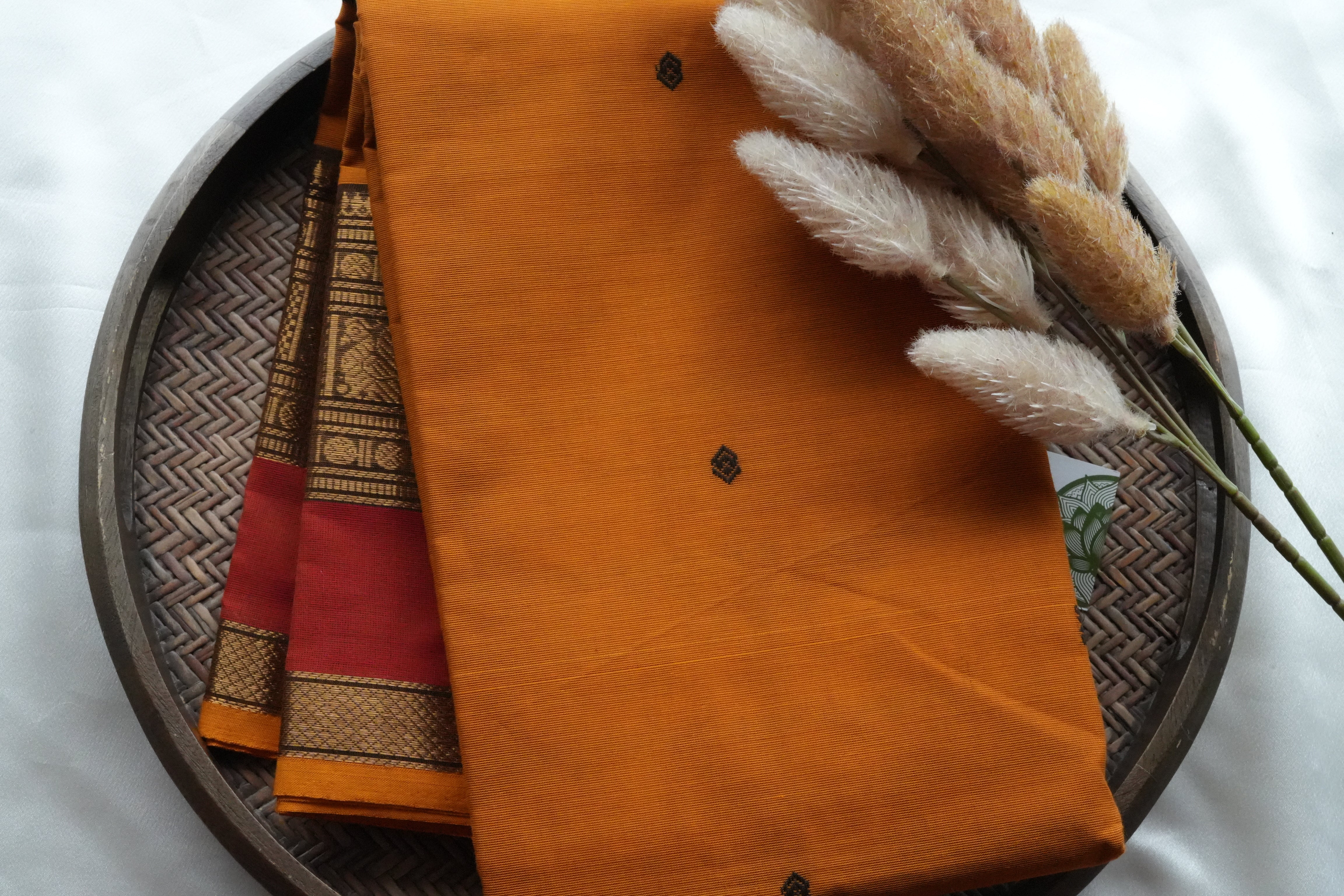 Sun-Drenched Mustard Kanchi Cotton Saree with Traditional Annapakshi Borders