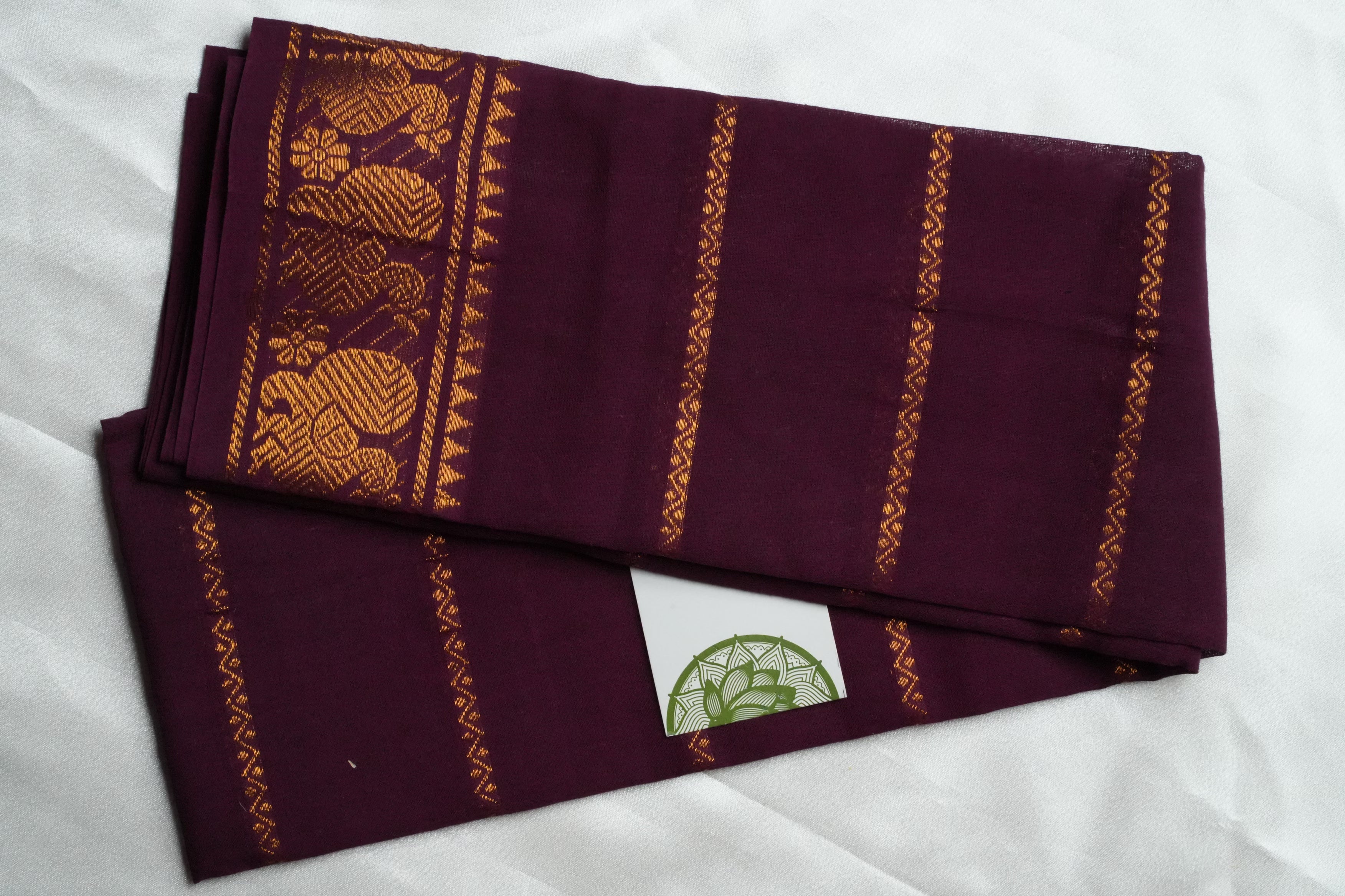 Deep Wine Designer Pure Cotton Blouse Piece with Traditional Annapakshi Motifs