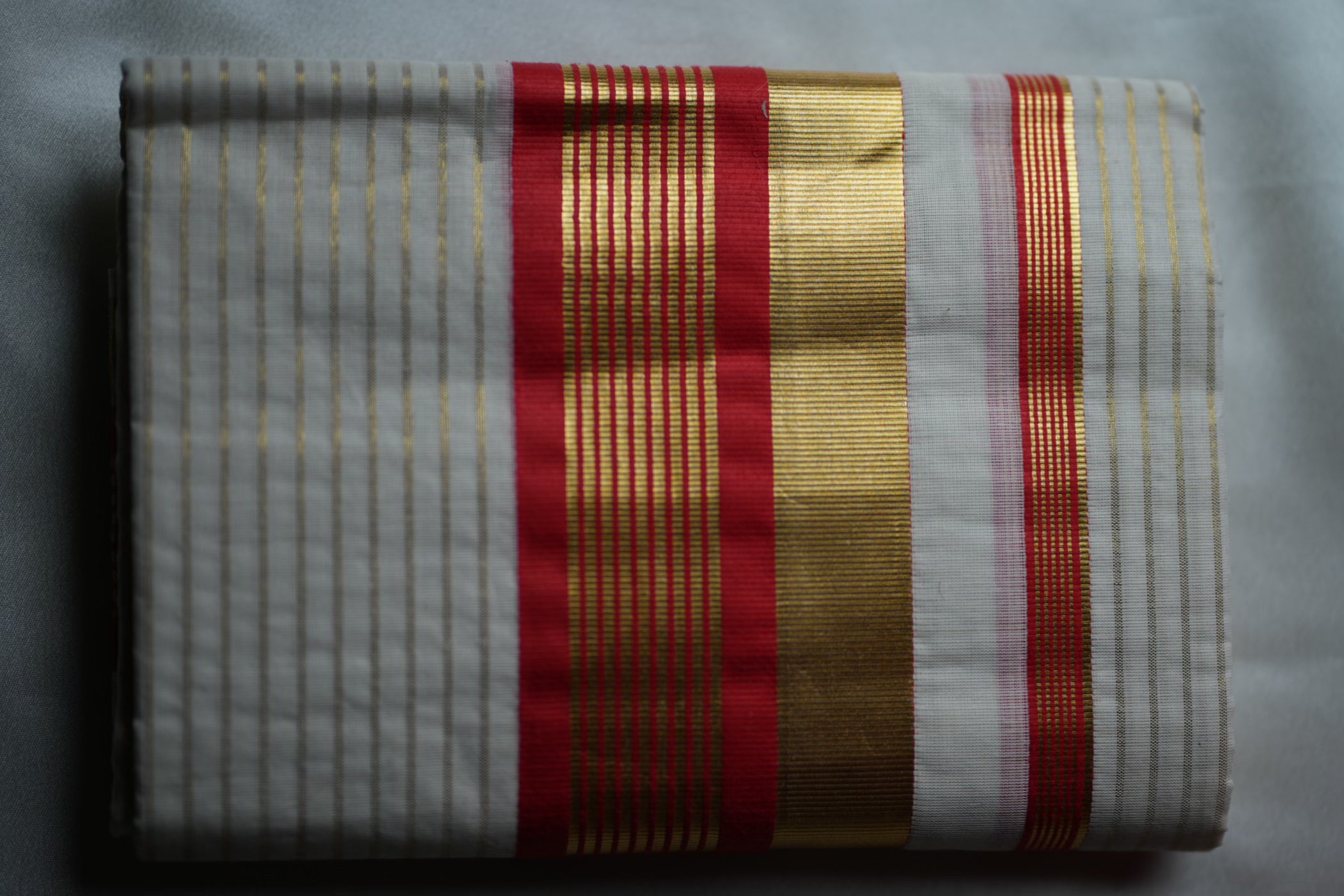 Crimson Red Premium Kasavu Handloom Replica Kerala Single Set Mundu