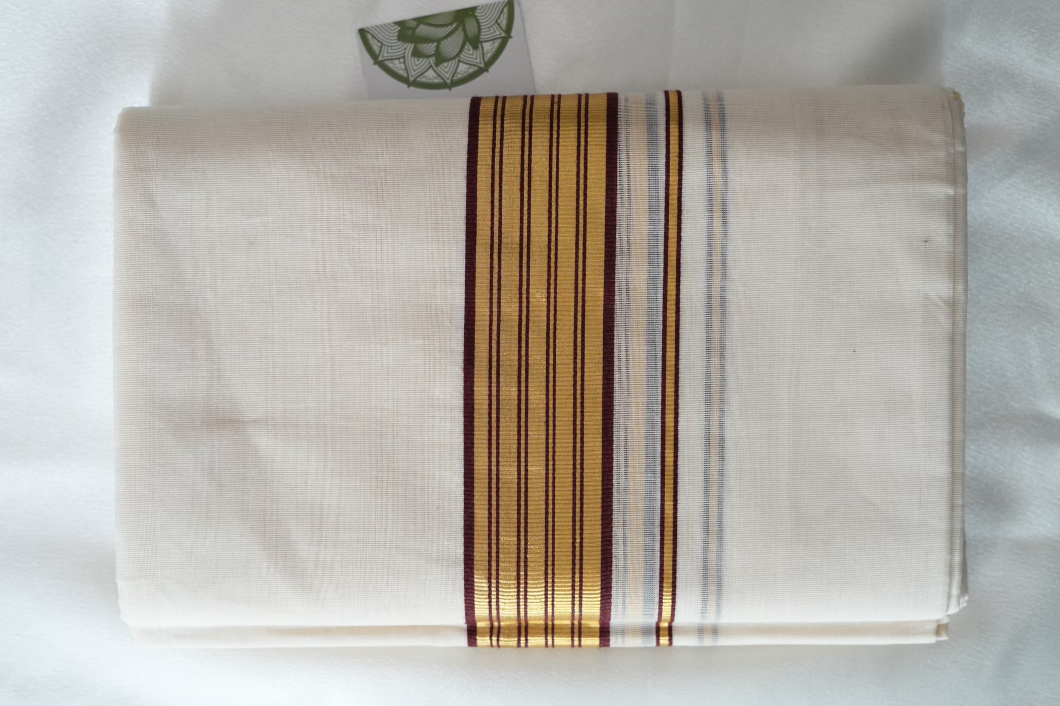 Premium Balaramapuram Unakkapavu Pure Cotton Handloom Set Mundu with Deep Maroon Stripes