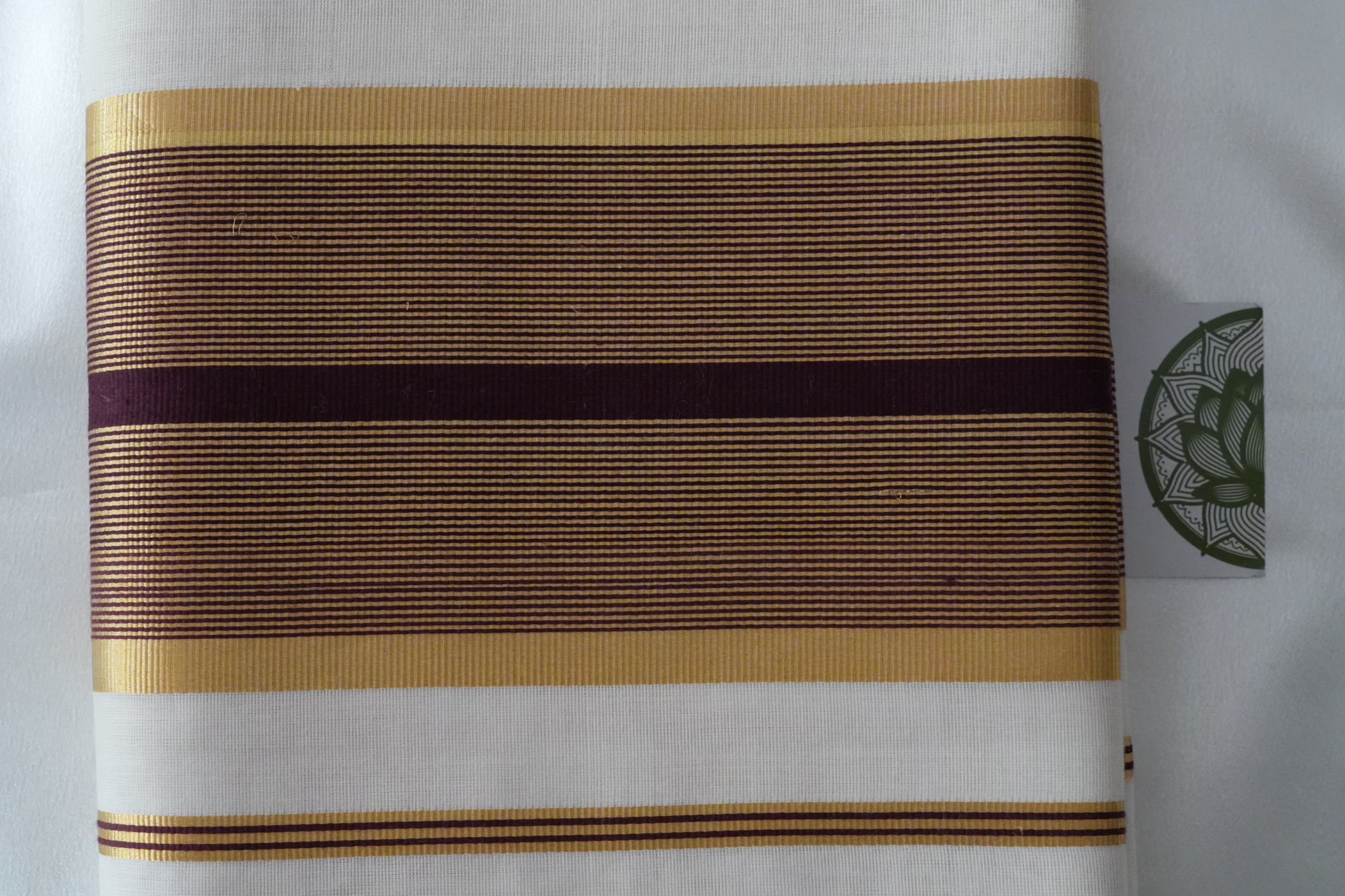 Balaramapuram Handloom Pure Unakkapavu Cotton Contemporary Kerala Single Set Mundu in Deep Maroon and Gold