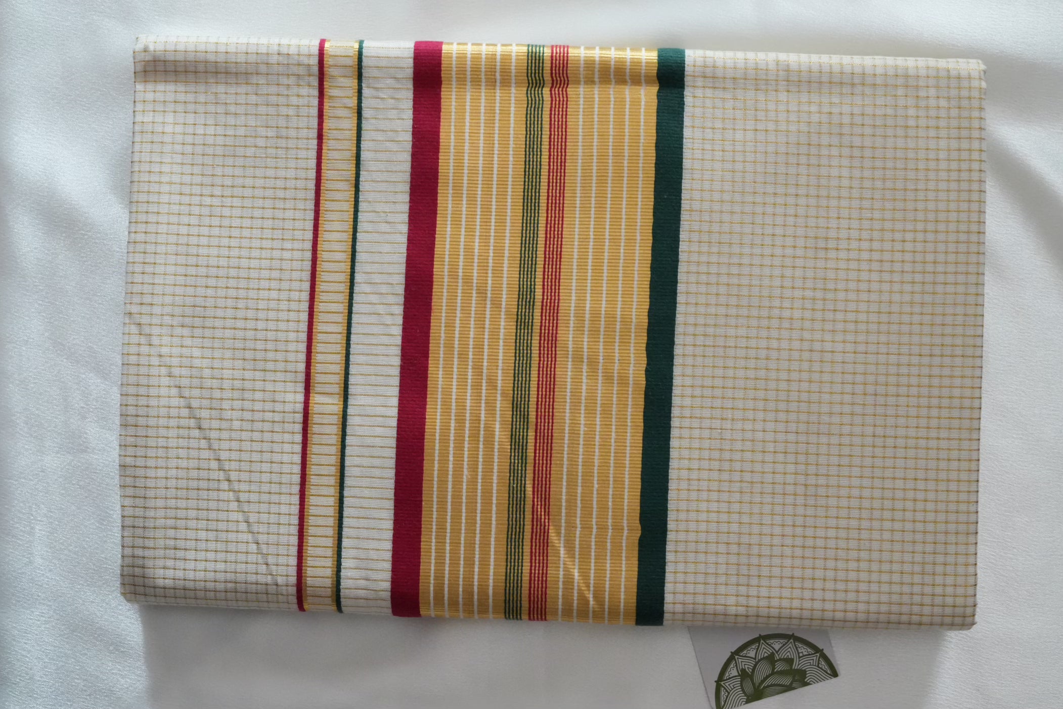 Vibrant Multi-Coloured Handloom Replica Pure Cotton Kerala Saree