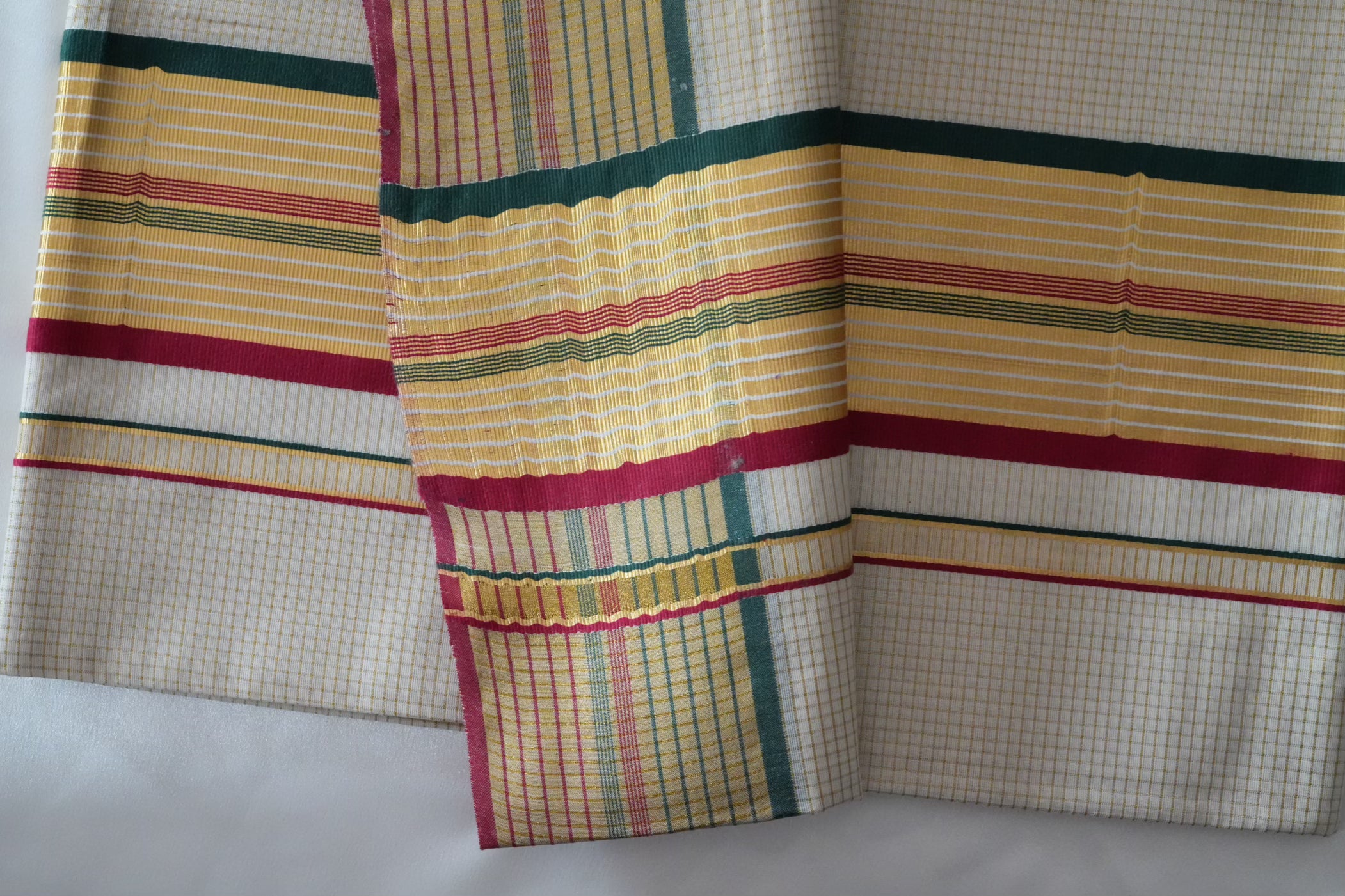 Vibrant Multi-Coloured Handloom Replica Pure Cotton Kerala Saree