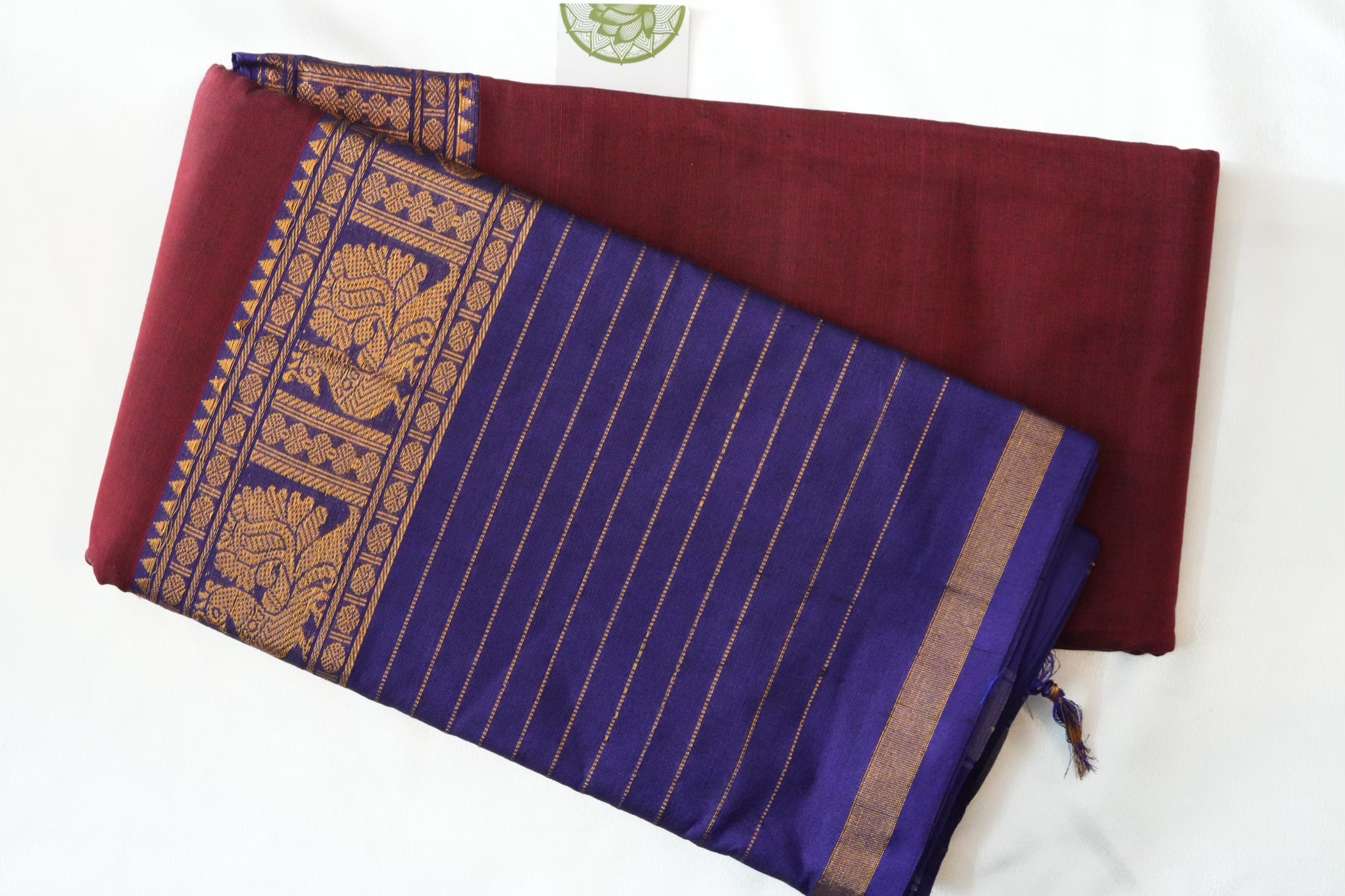 Earthy Terracotta Narayanpeth Cotton Saree with Traditional Rudraksha Border