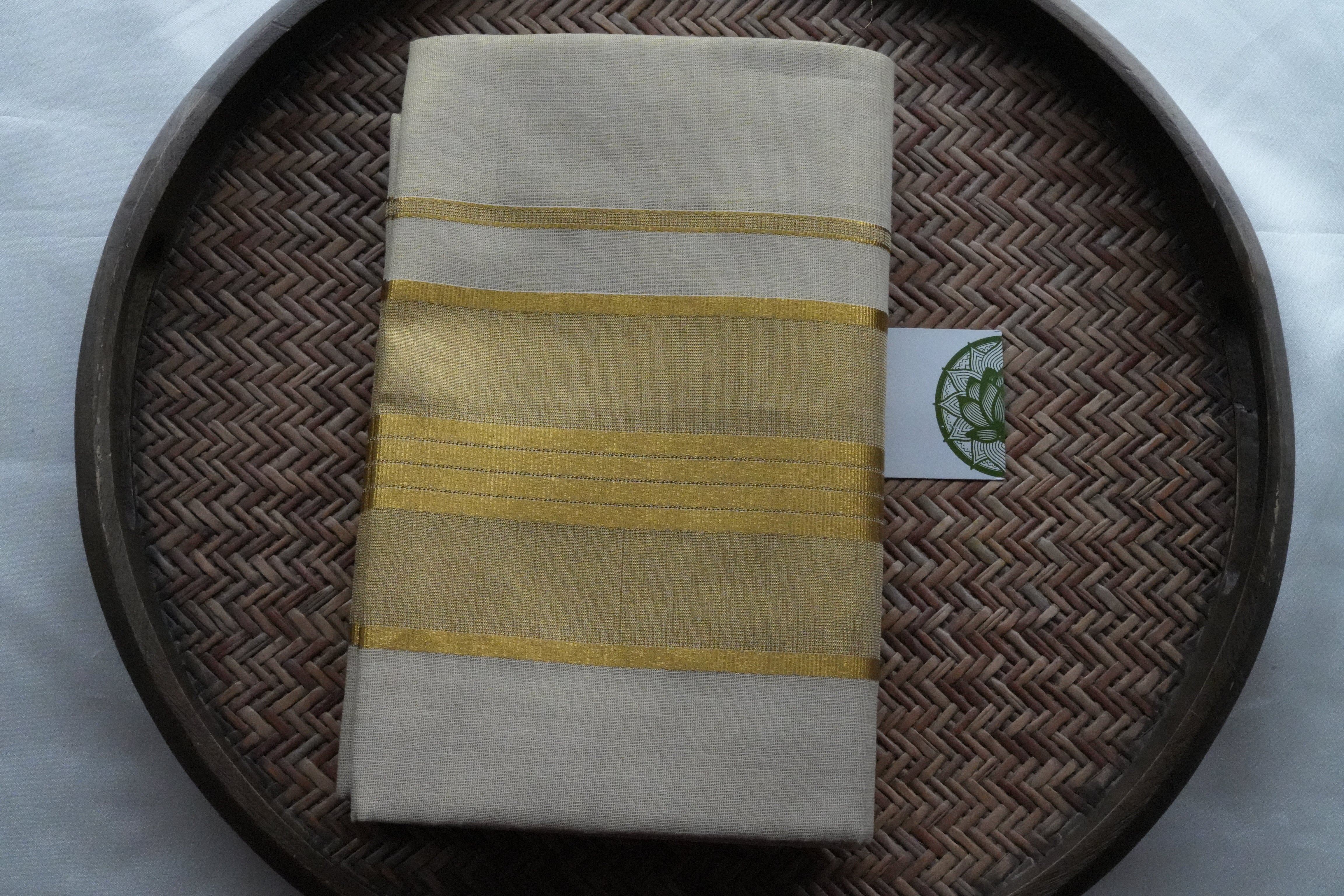 Radiant Golden Tissue Kerala Set Mundu with Minimalist Zari Borders