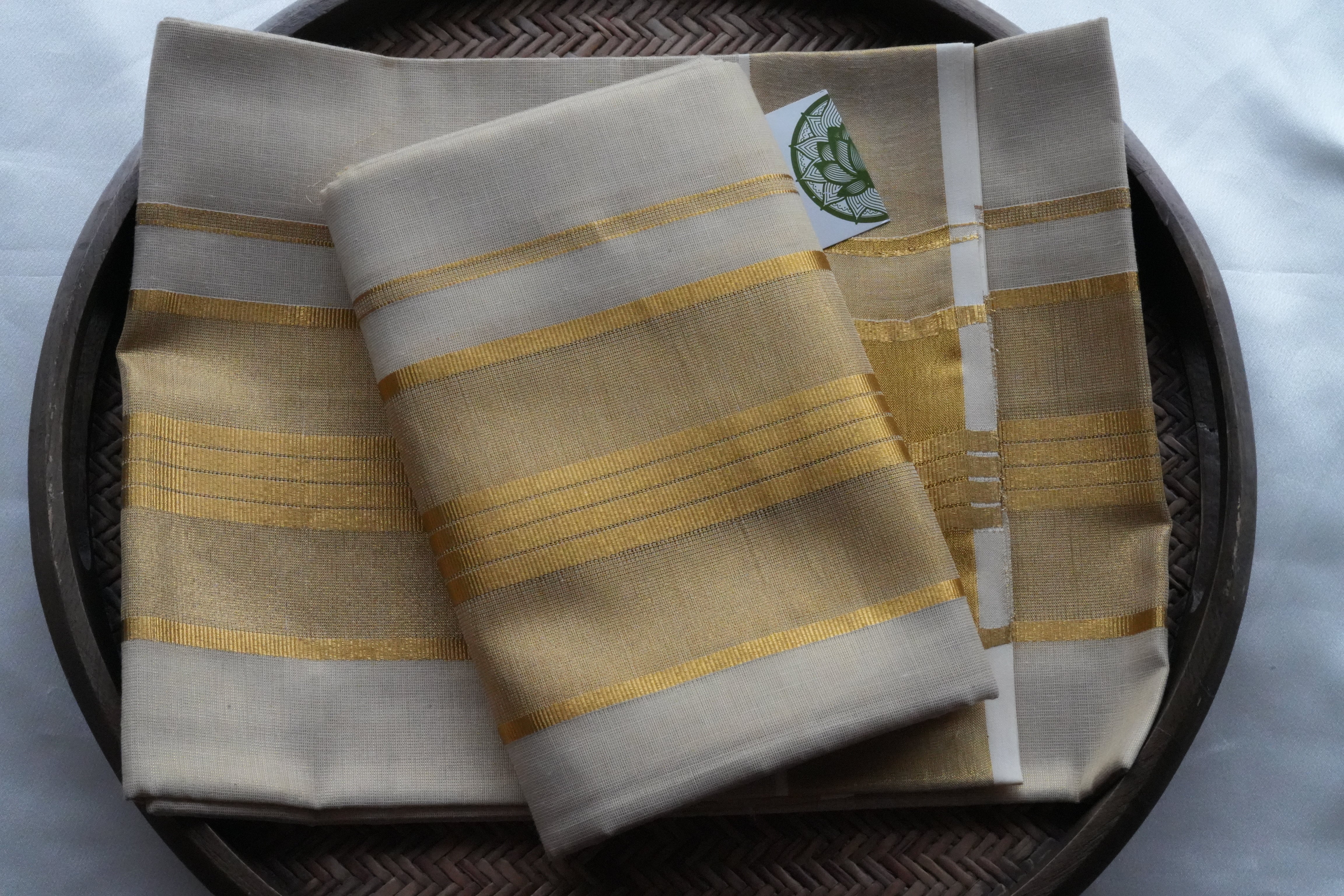 Radiant Golden Tissue Kerala Set Mundu with Minimalist Zari Borders