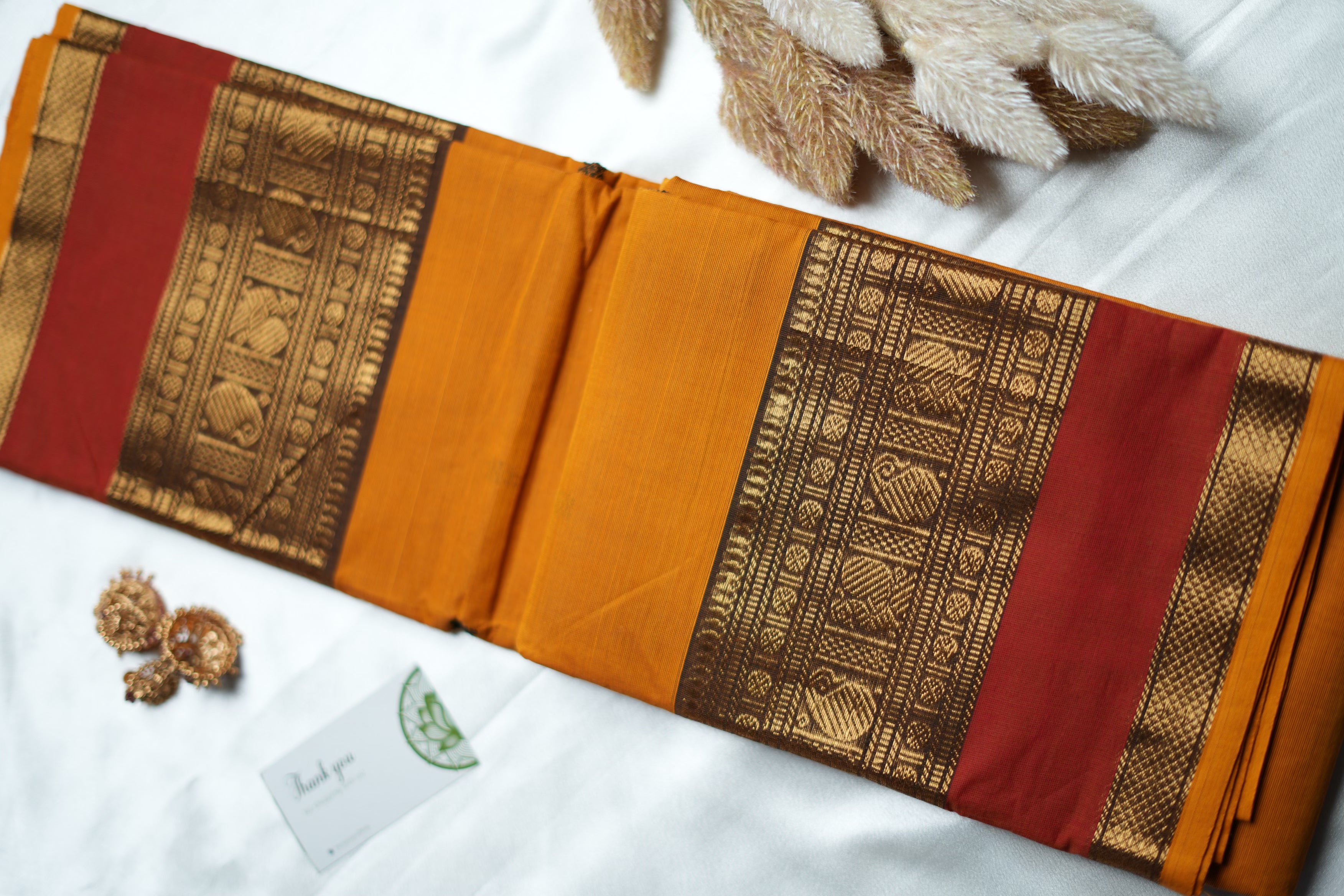 Sun-Drenched Mustard Kanchi Cotton Saree with Traditional Annapakshi Borders