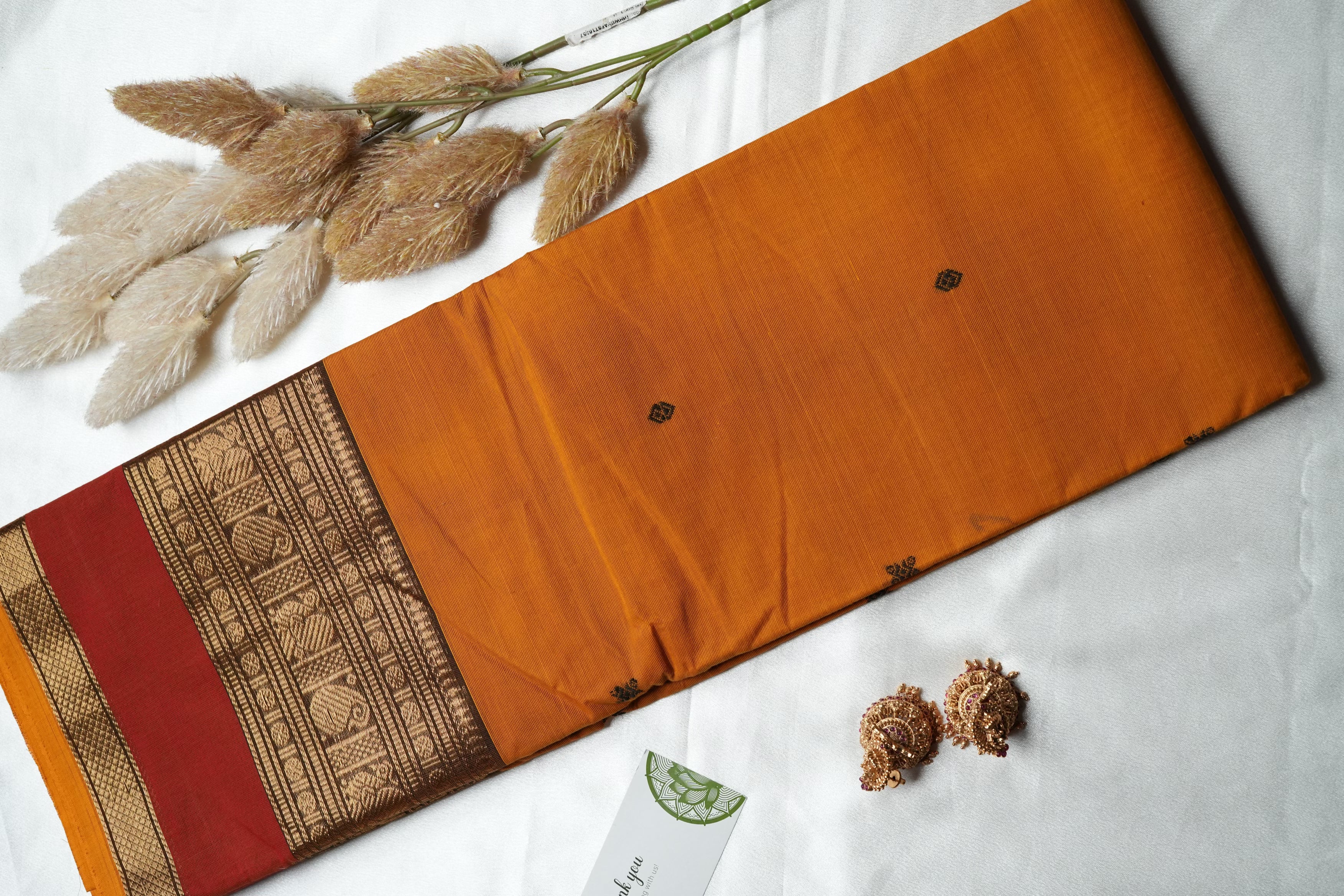 Sun-Drenched Mustard Kanchi Cotton Saree with Traditional Annapakshi Borders
