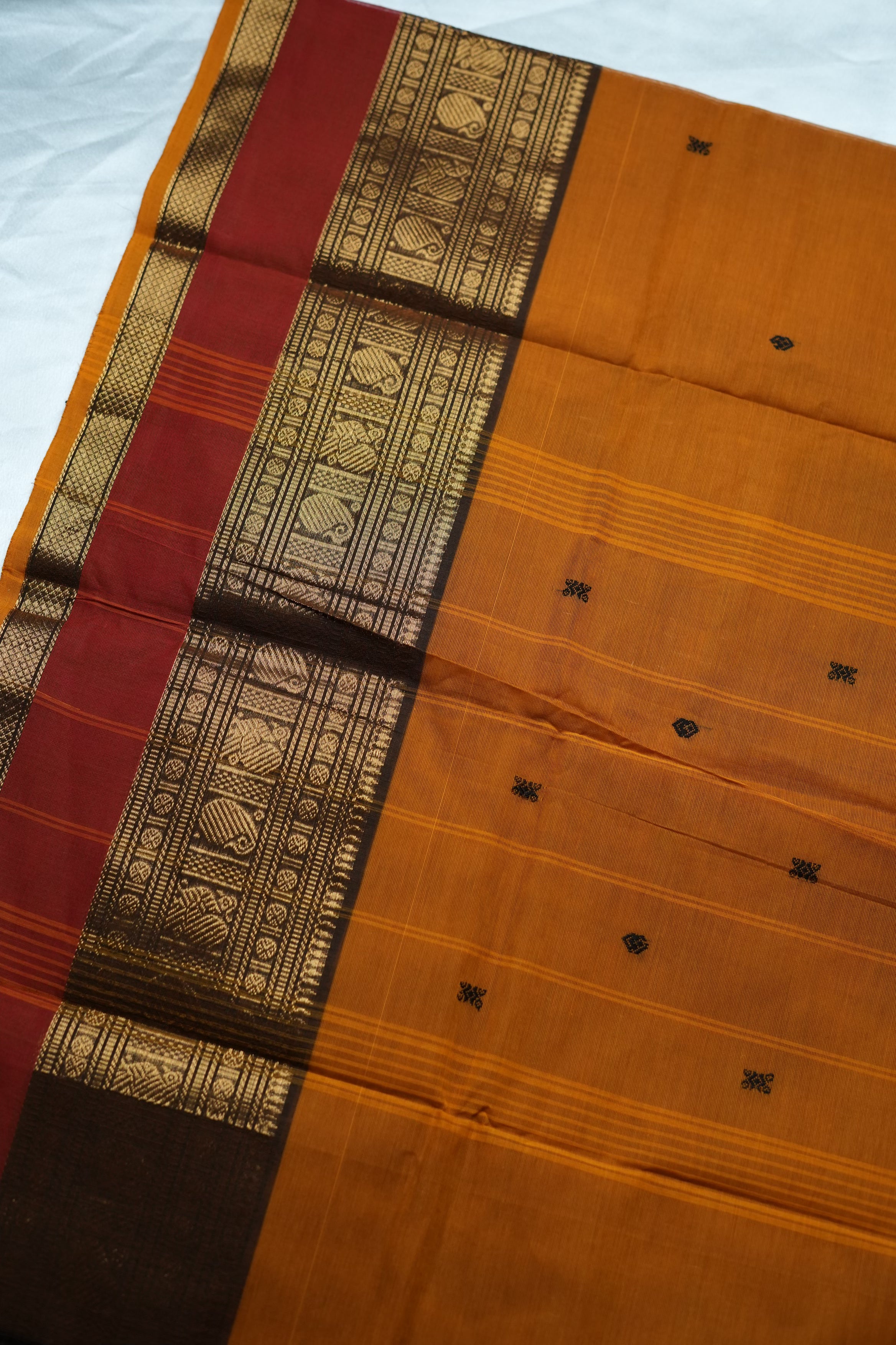 Sun-Drenched Mustard Kanchi Cotton Saree with Traditional Annapakshi Borders