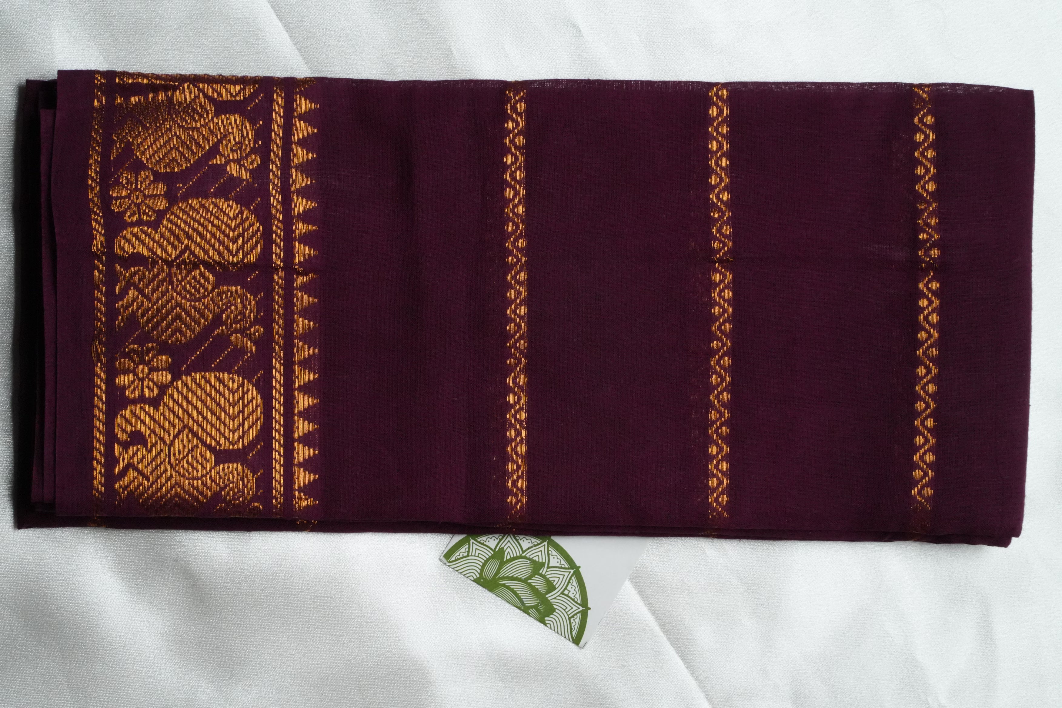 Deep Wine Designer Pure Cotton Blouse Piece with Traditional Annapakshi Motifs