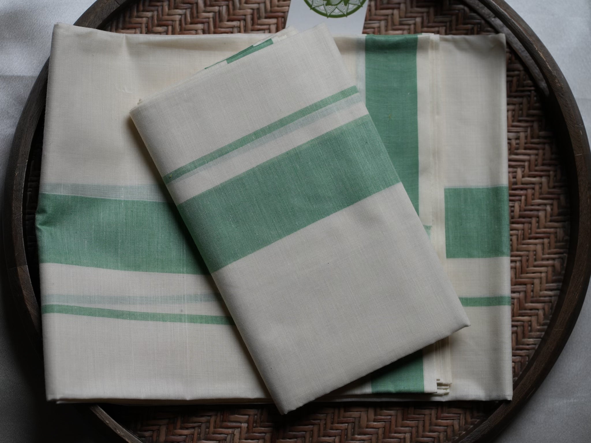 Minimalist Sage Green Mulloth Set Mundu