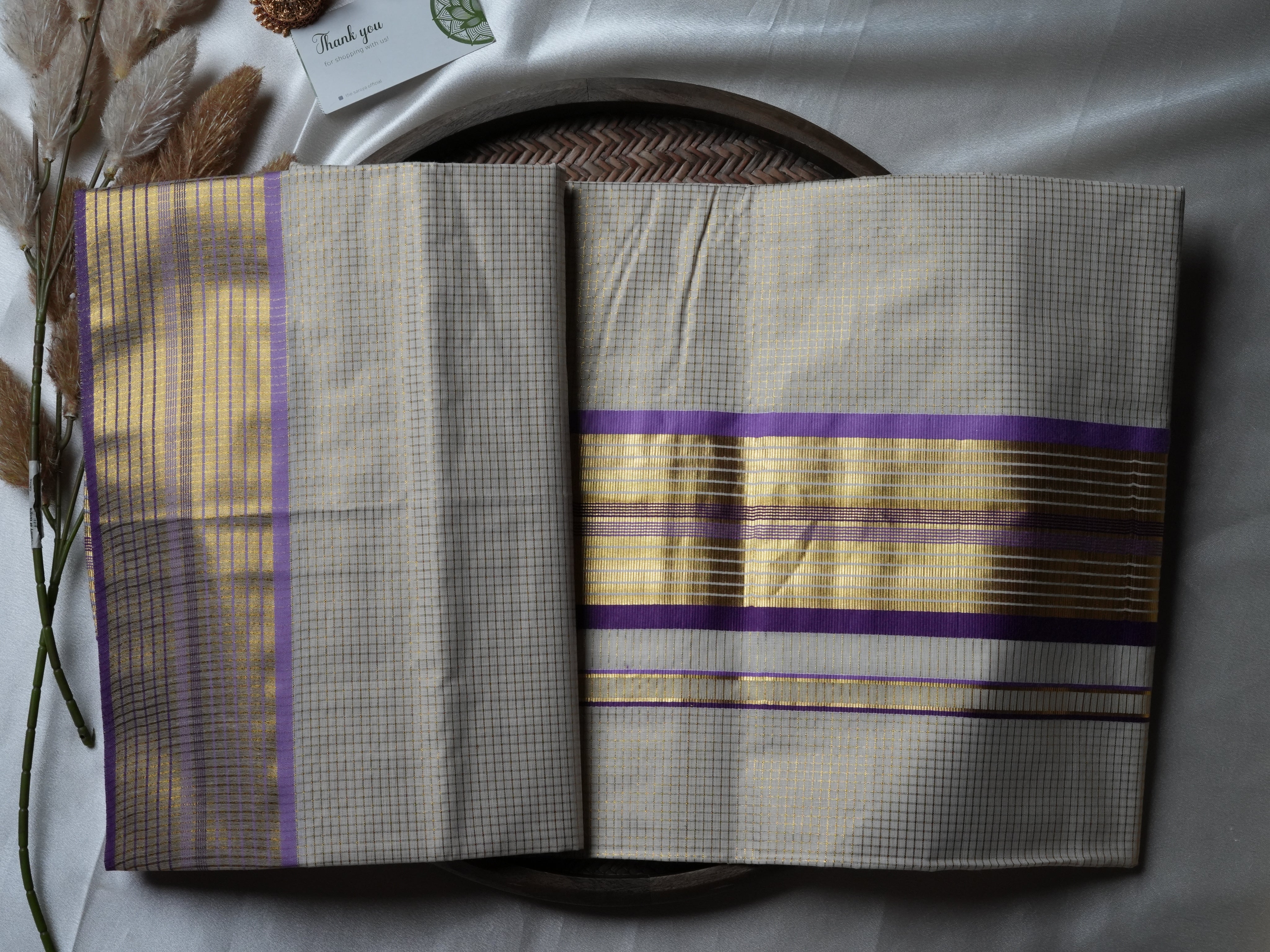 Majestic Purple & Gold Handloom Replica Kerala Saree