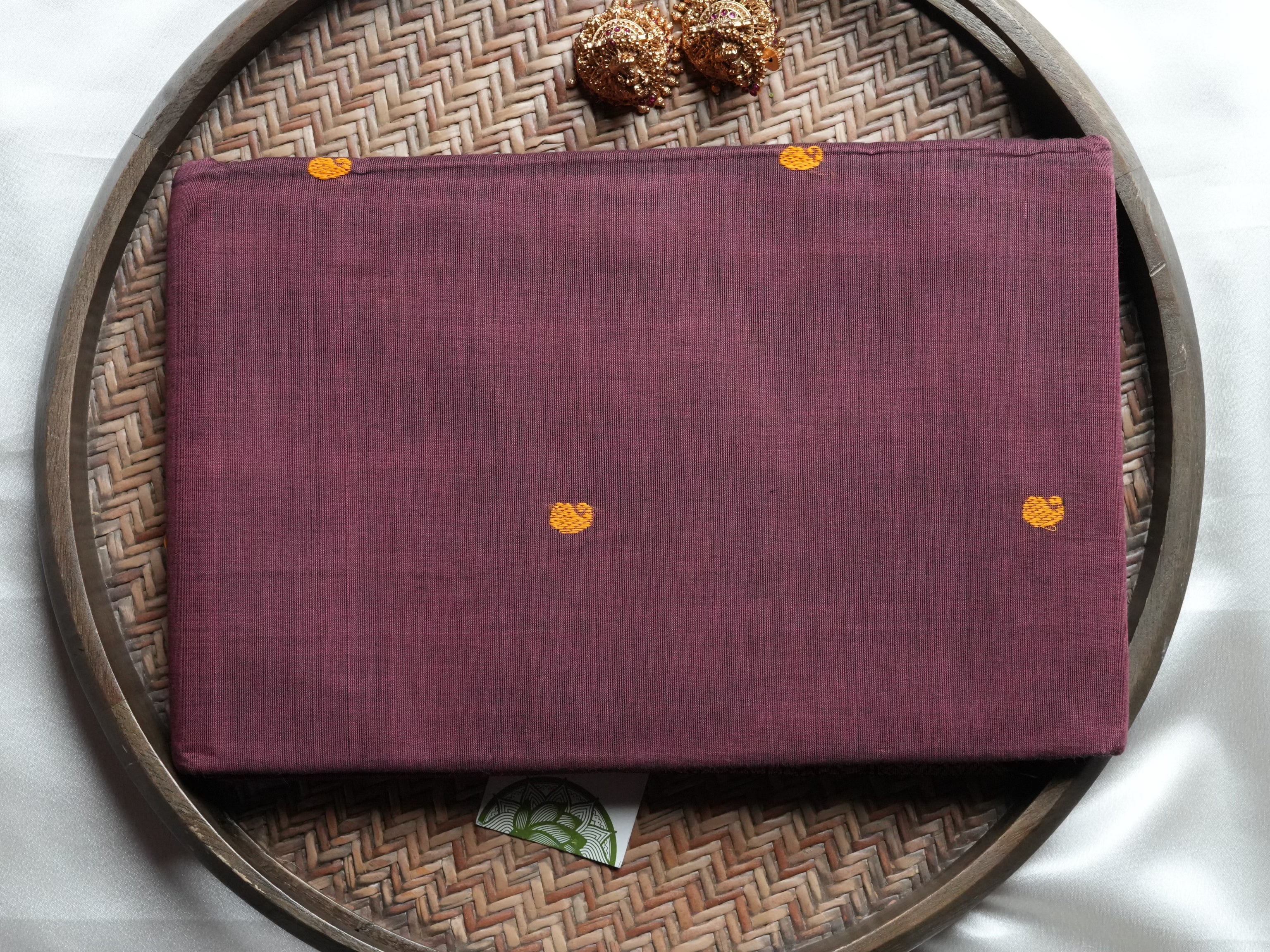 Elegant Muted/Earthy Deep Wine Kanchi Cotton Saree