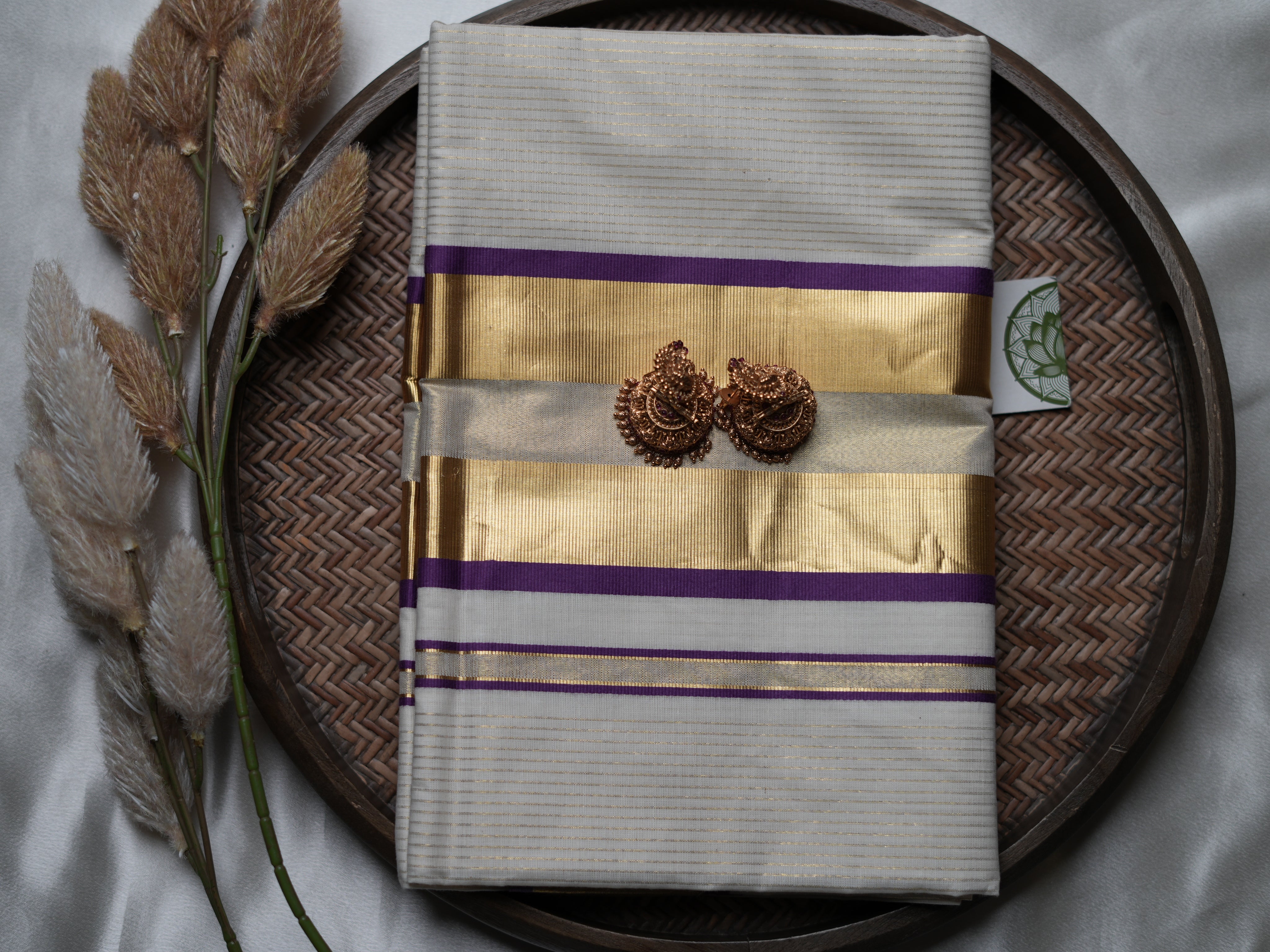 Pure Cotton Kerala Set Saree — Royal Purple Edition 💜