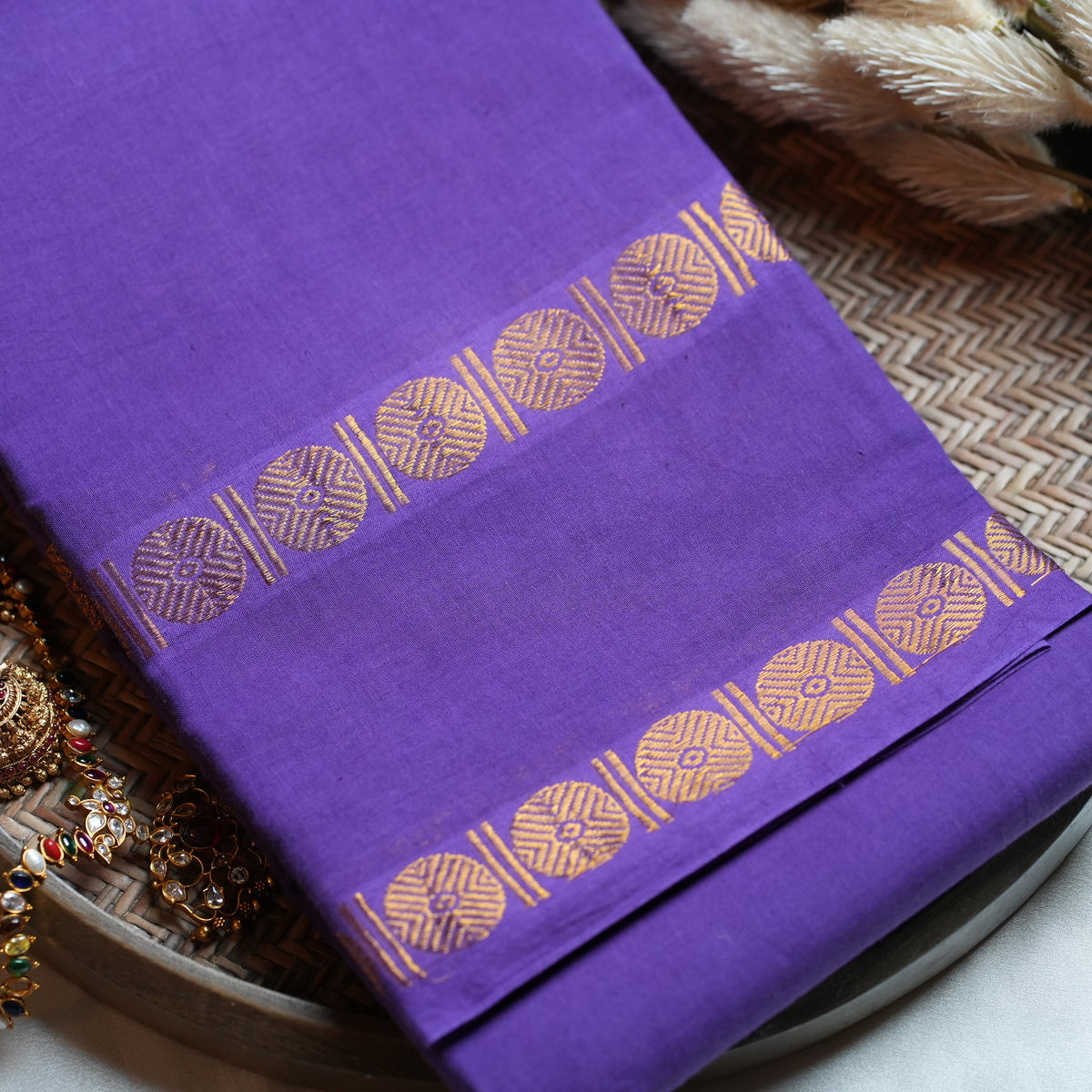 💜 Royal Purple Sungudi Cotton Saree 🌟