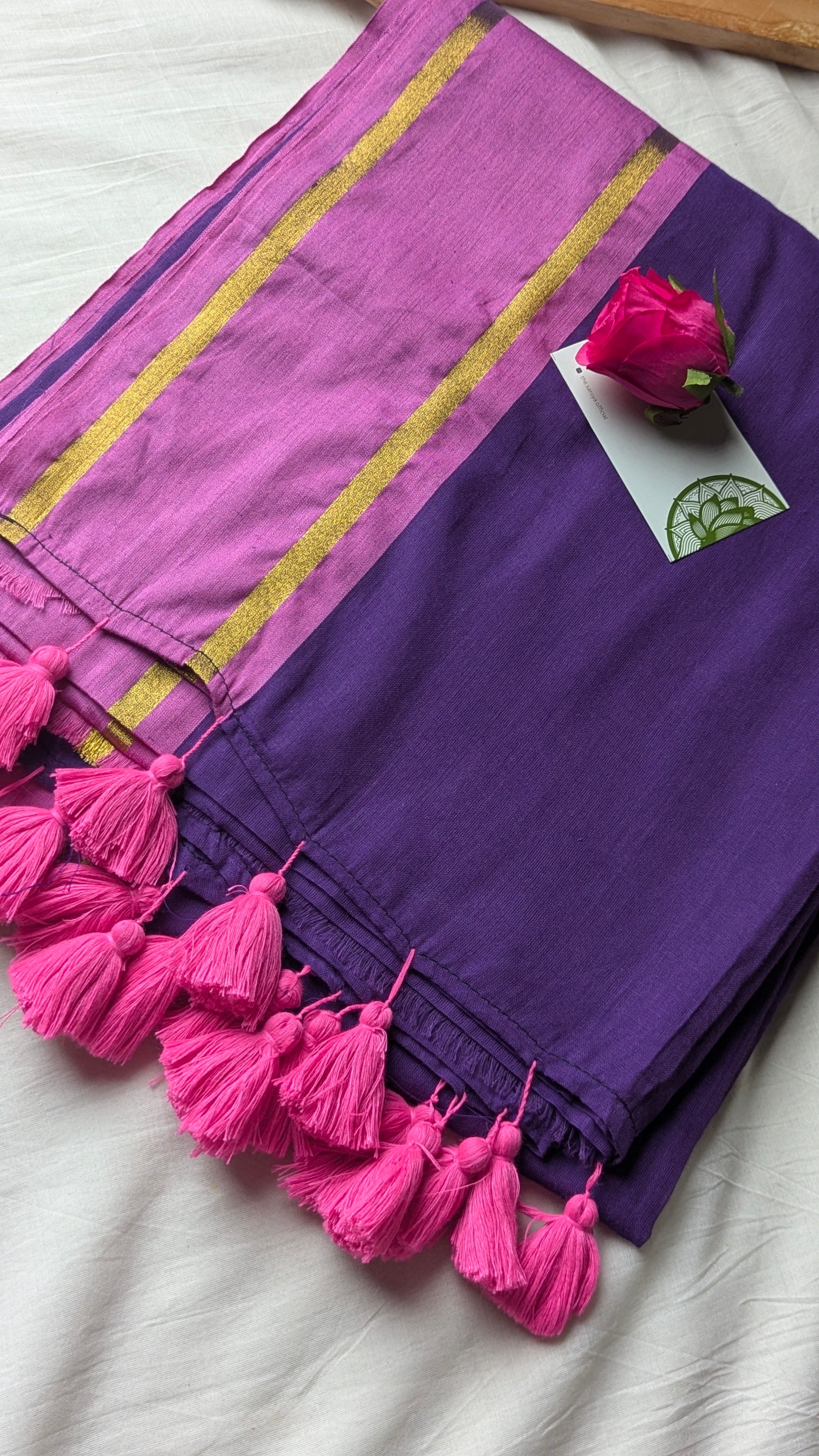 Pink & Purple Mul Cotton Saree