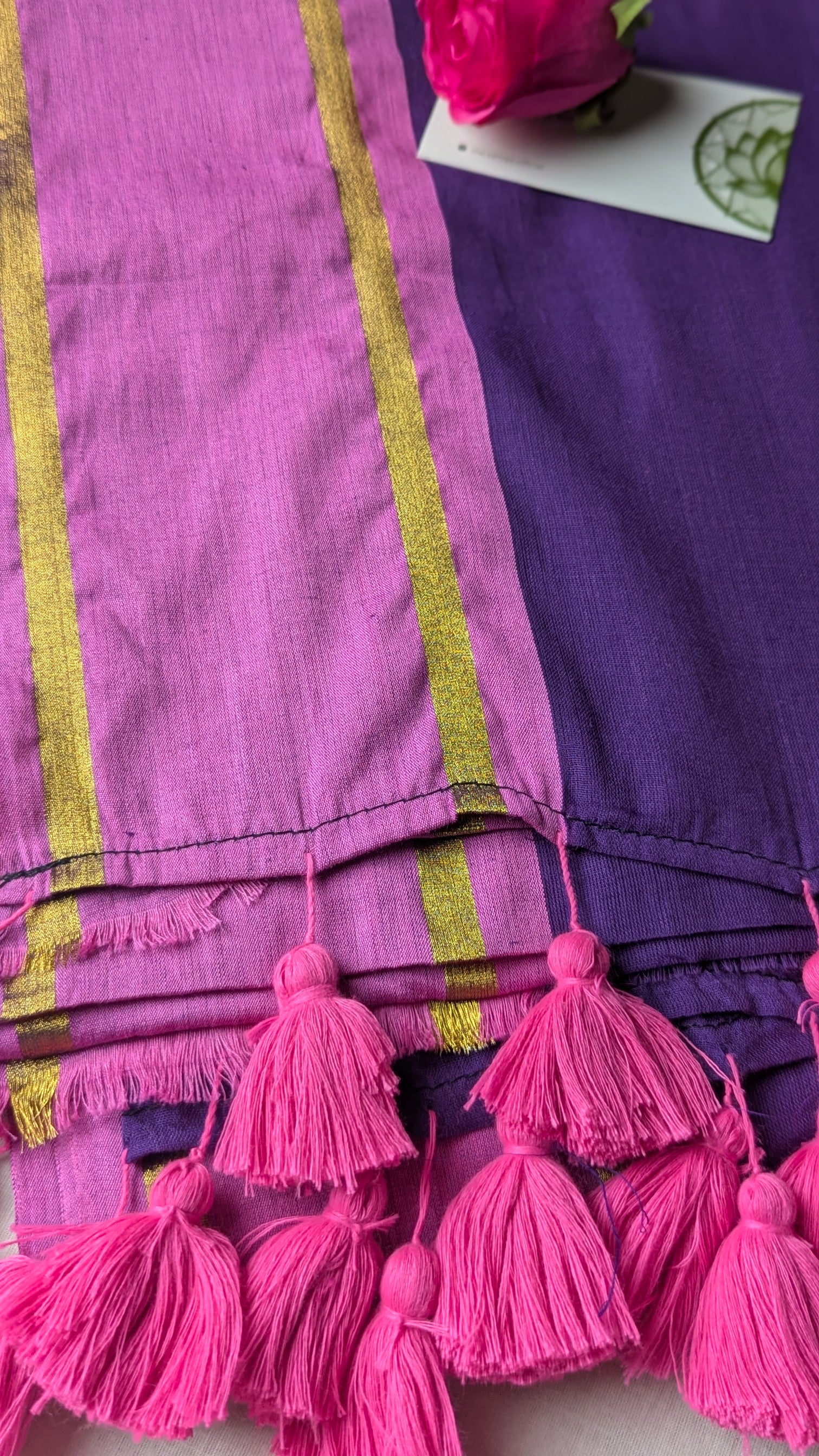 Pink & Purple Mul Cotton Saree