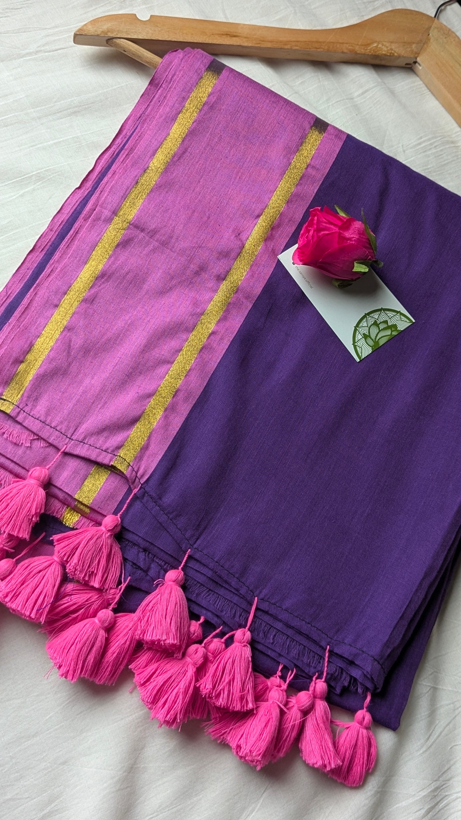 Pink & Purple Mul Cotton Saree