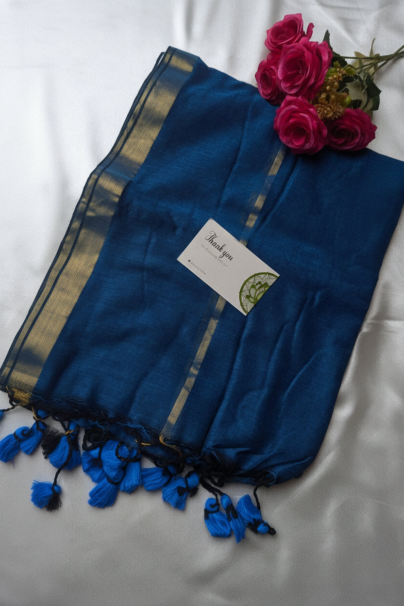 Beautiful Mul Cotton Saree in Blue