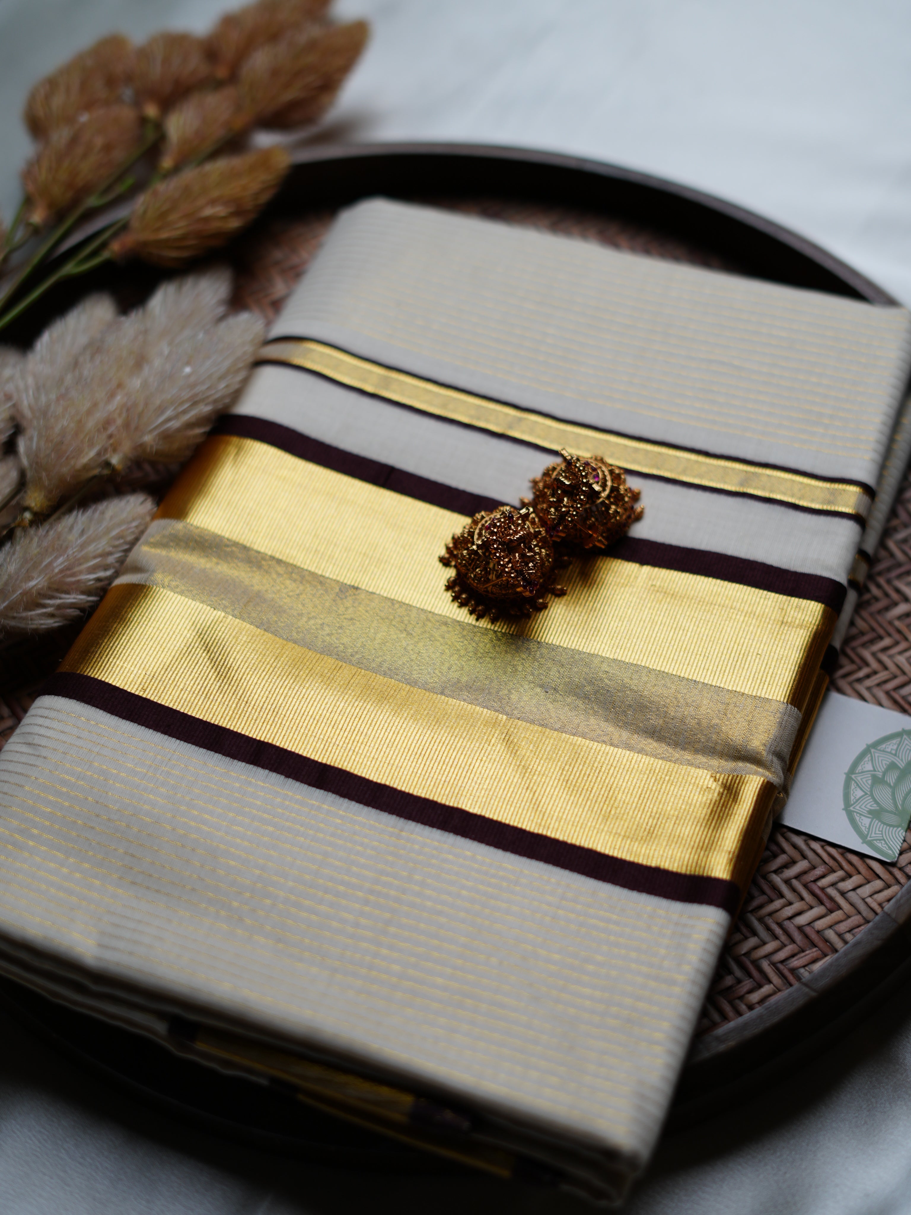 Pure Cotton Kerala Set Saree — Rich Earthy Brown Edition 🤎 - SAROYA