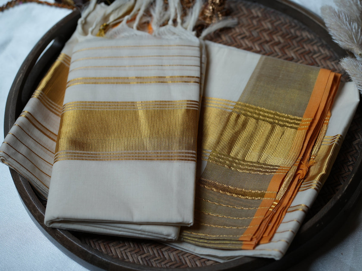 ✨ Timeless Elegance: The Premium Cotton Kerala Single Set Mundu 🌿 - SAROYA