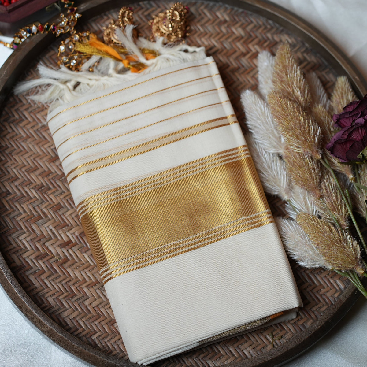 ✨ Timeless Elegance: The Premium Cotton Kerala Single Set Mundu 🌿 - SAROYA